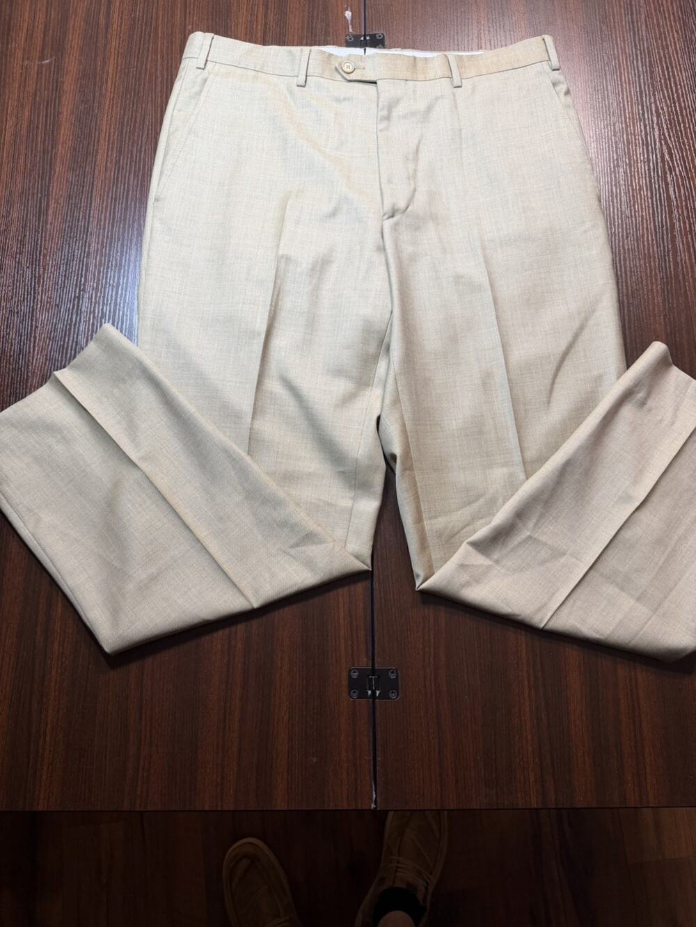 Santorelli Luxury Serge Dress Pants Mens 36/29 TAN Pleated Straight